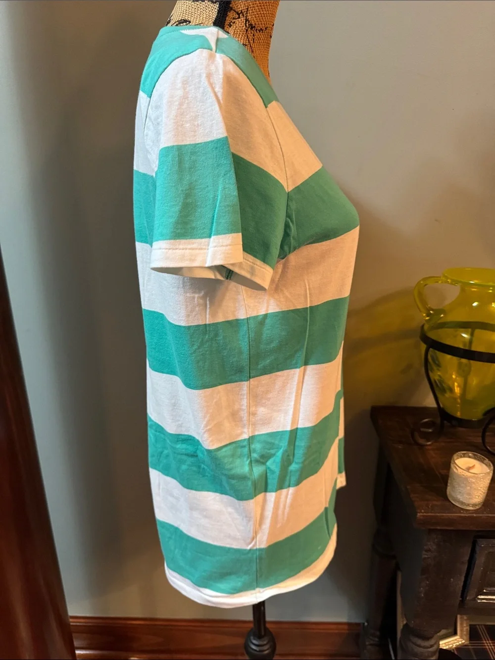 Ralph Lauren Aqua and White Striped Polo Tee. Size XL. NWT